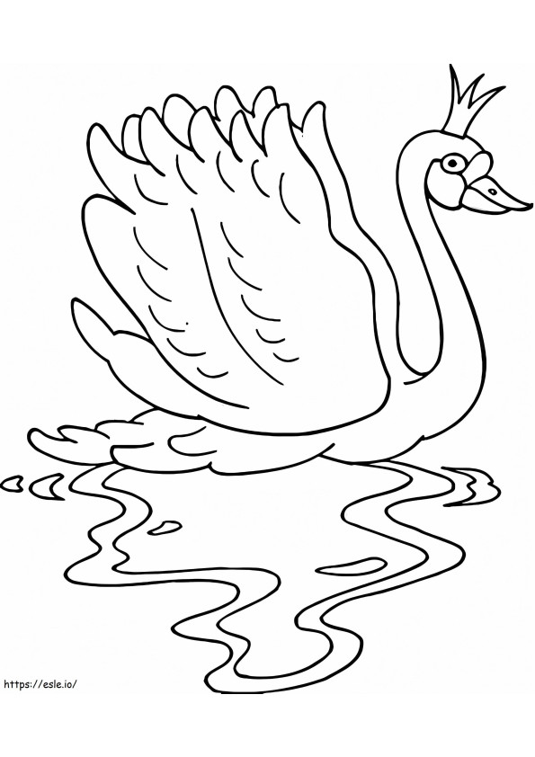 Cisne com coroa para colorir