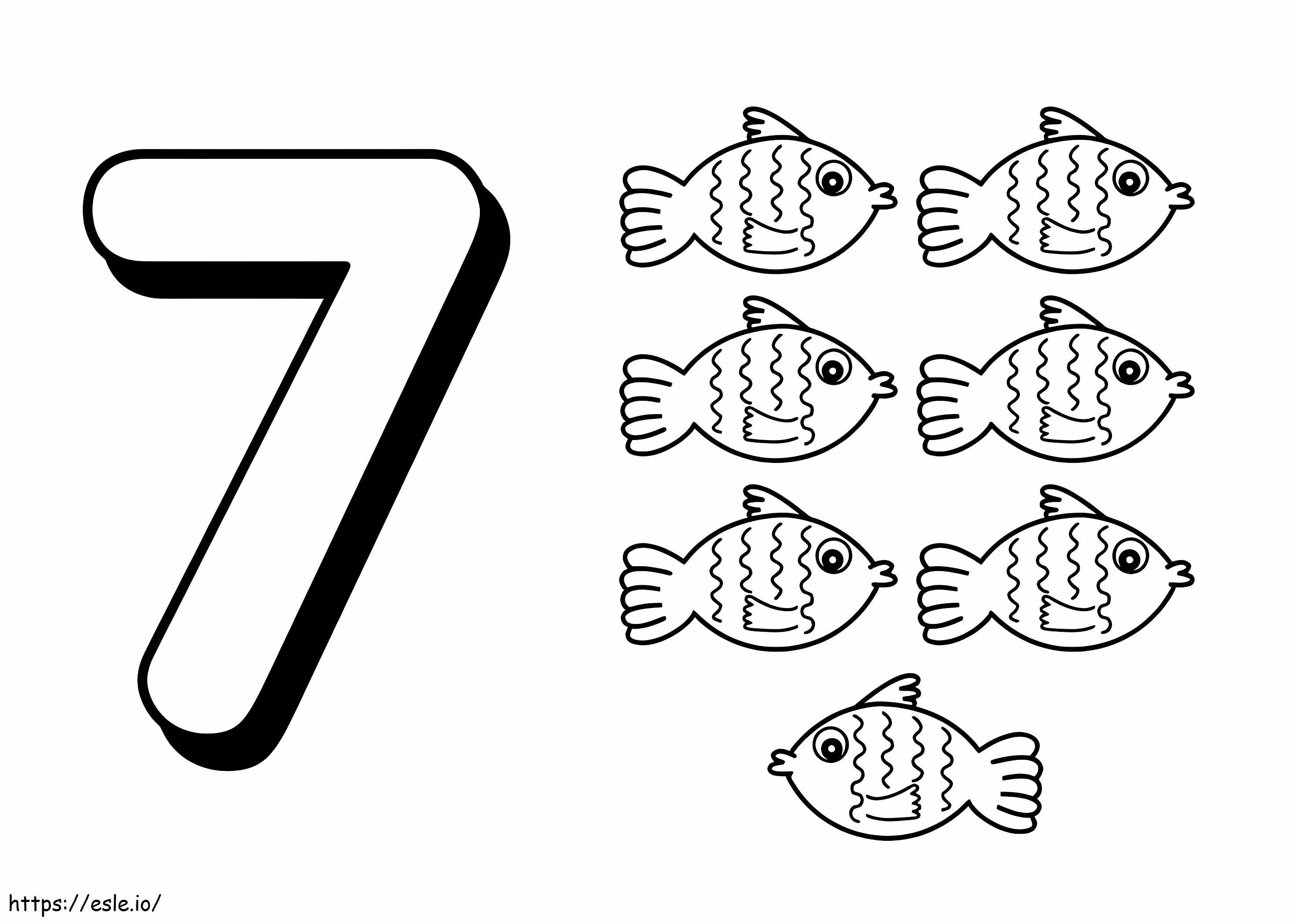 Vis nummer 7 en 7 kleurplaat kleurplaat