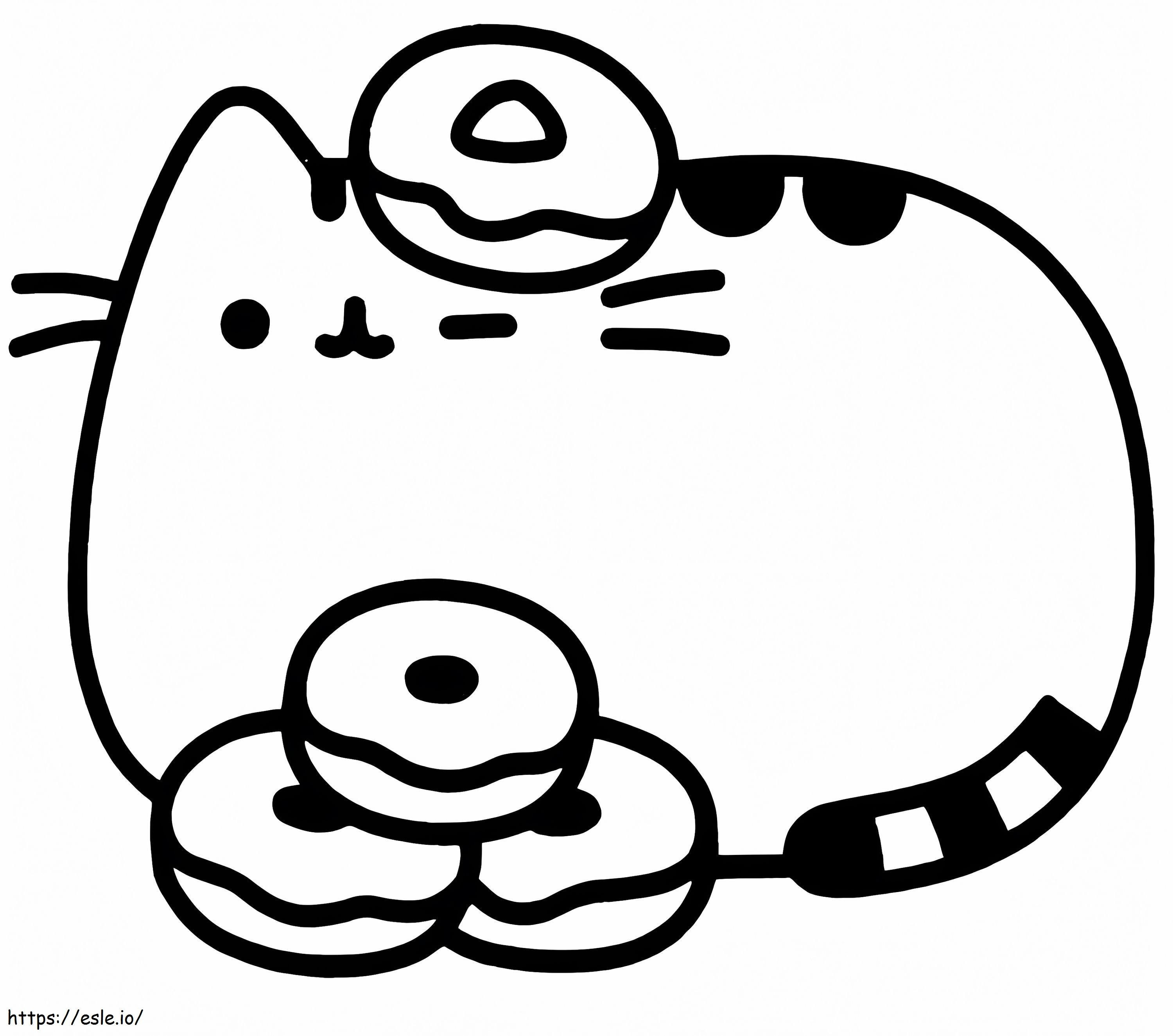 Pusheen With Donuts 1 coloring page