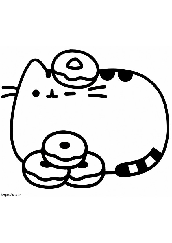 Pusheen With Donuts 1 coloring page