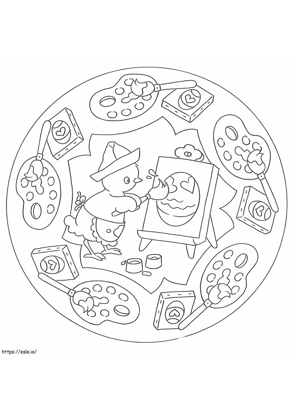 Mandala Easter With Chick coloring page