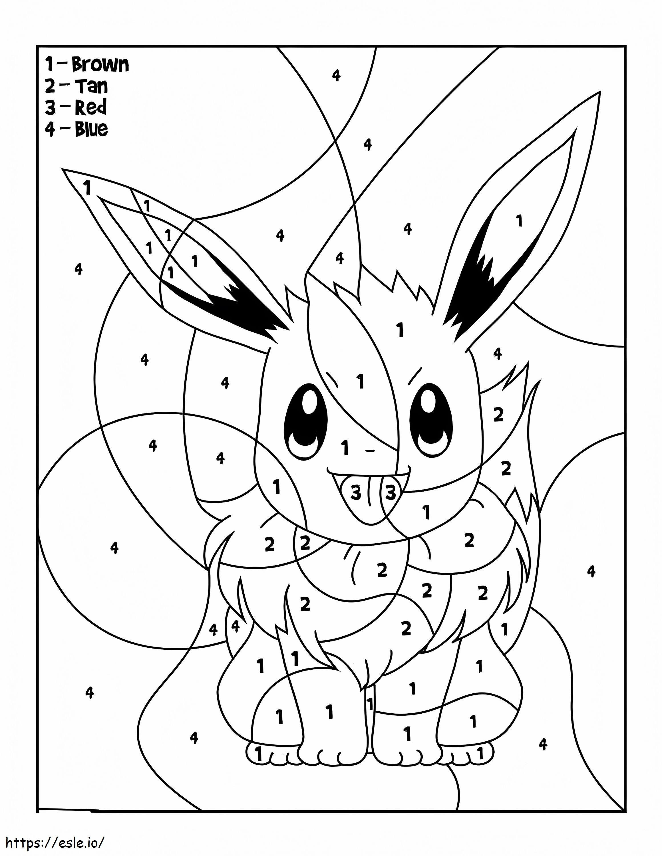 Coloriage Couleur par numéro Pokémon Évoli à imprimer dessin