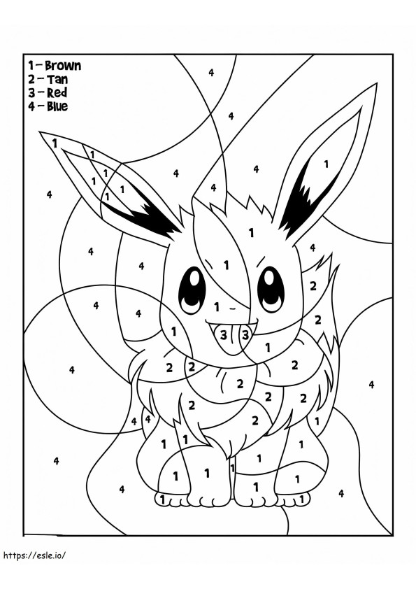 Coloriage Couleur par numéro Pokémon Évoli à imprimer dessin