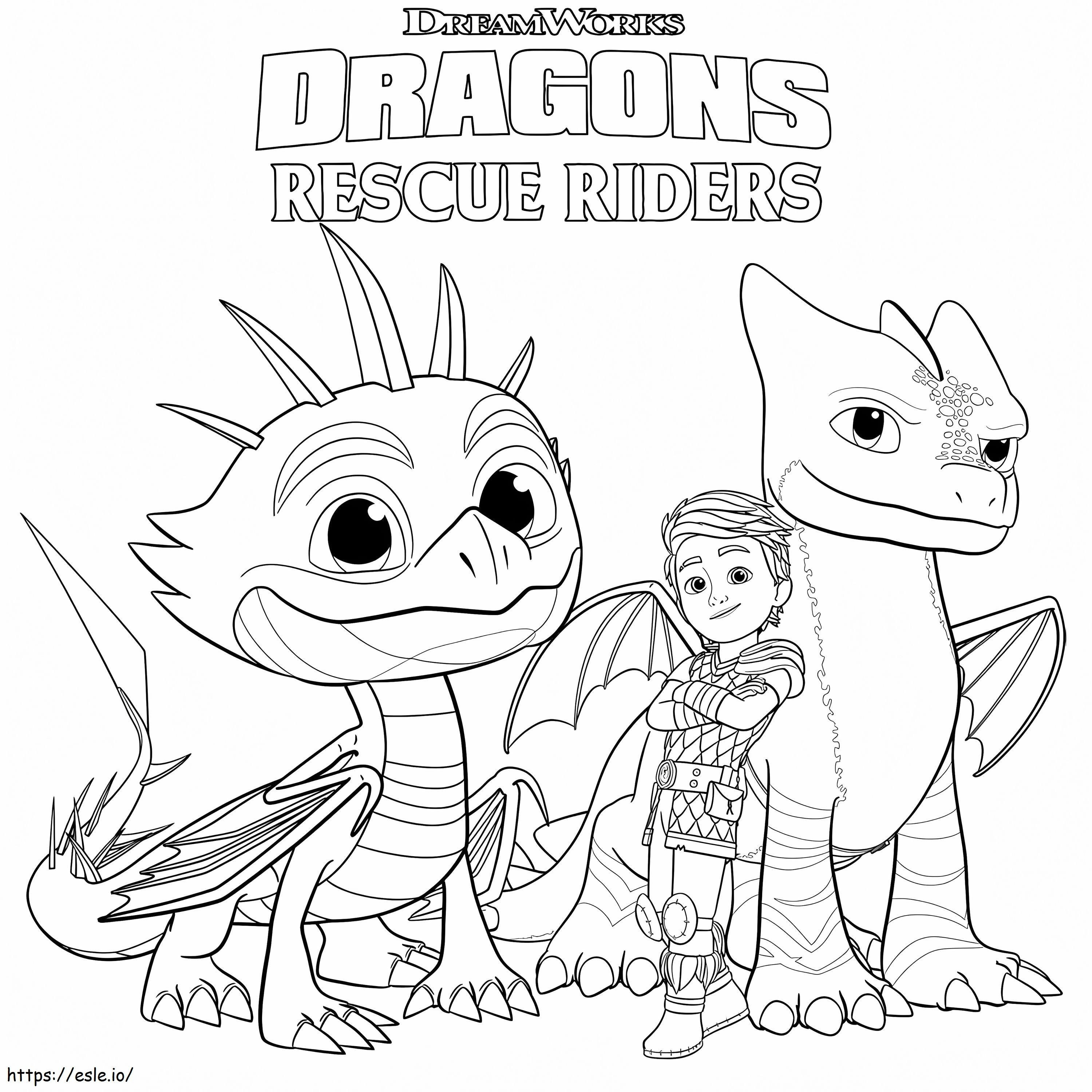 Cavaleiros de resgate de dragões para impressão para colorir