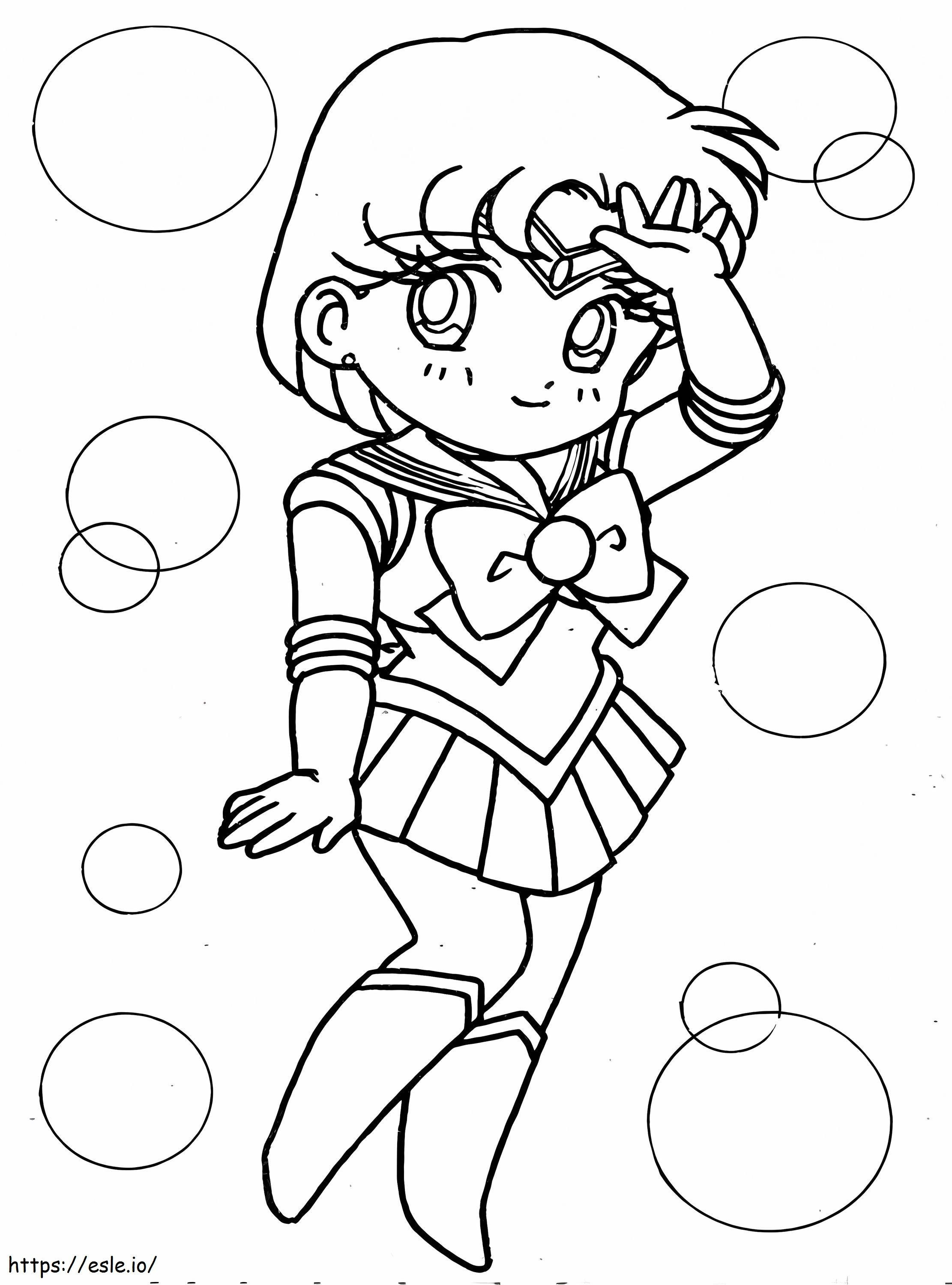 Chibi Sailor Mercury värityskuva