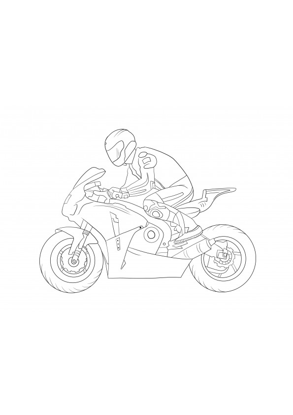Coloriage facile d'une moto de course à télécharger gratuitement