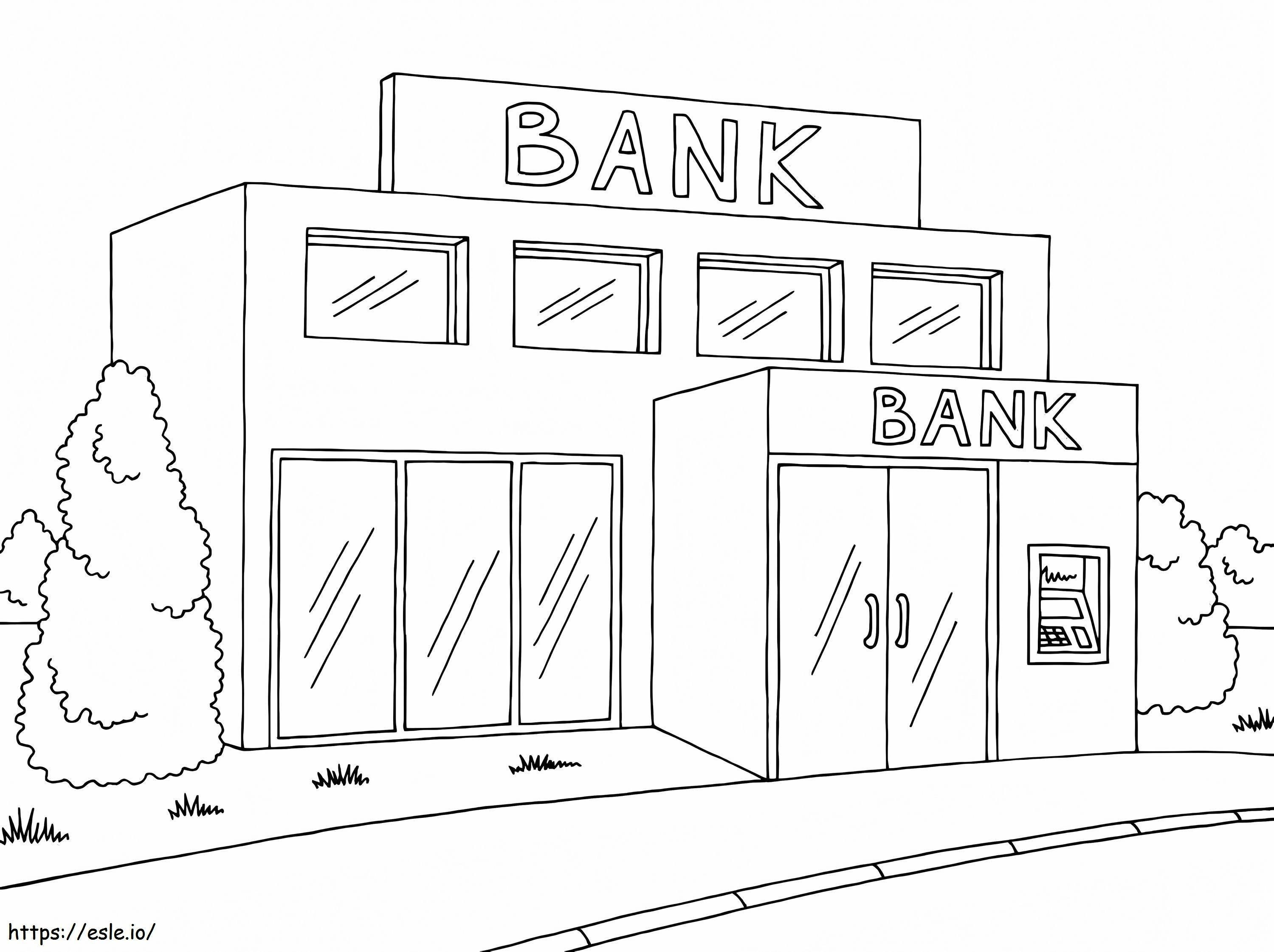 小さな銀行 ぬりえ - 塗り絵