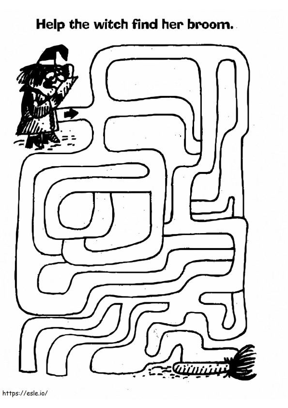 Witch Maze coloring page
