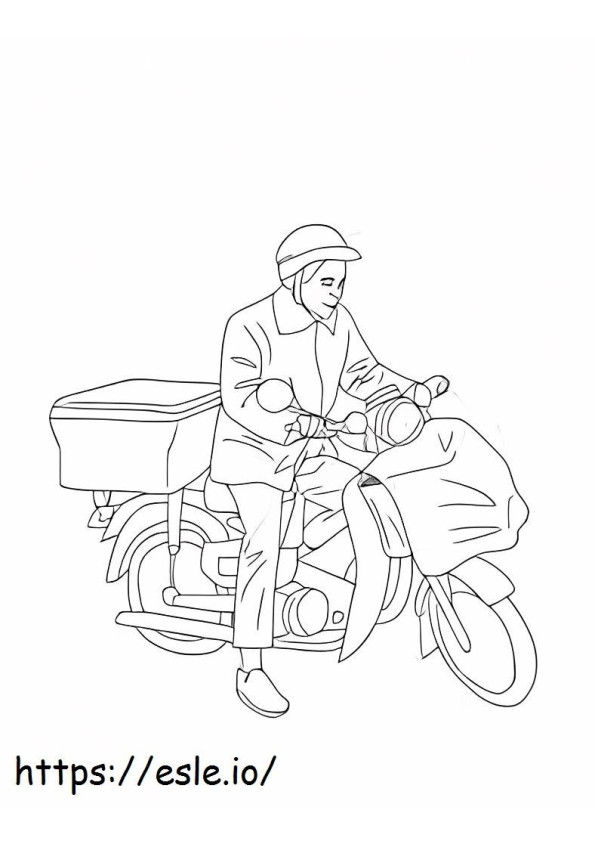 Coloriage Facteur sur son vélo à imprimer dessin