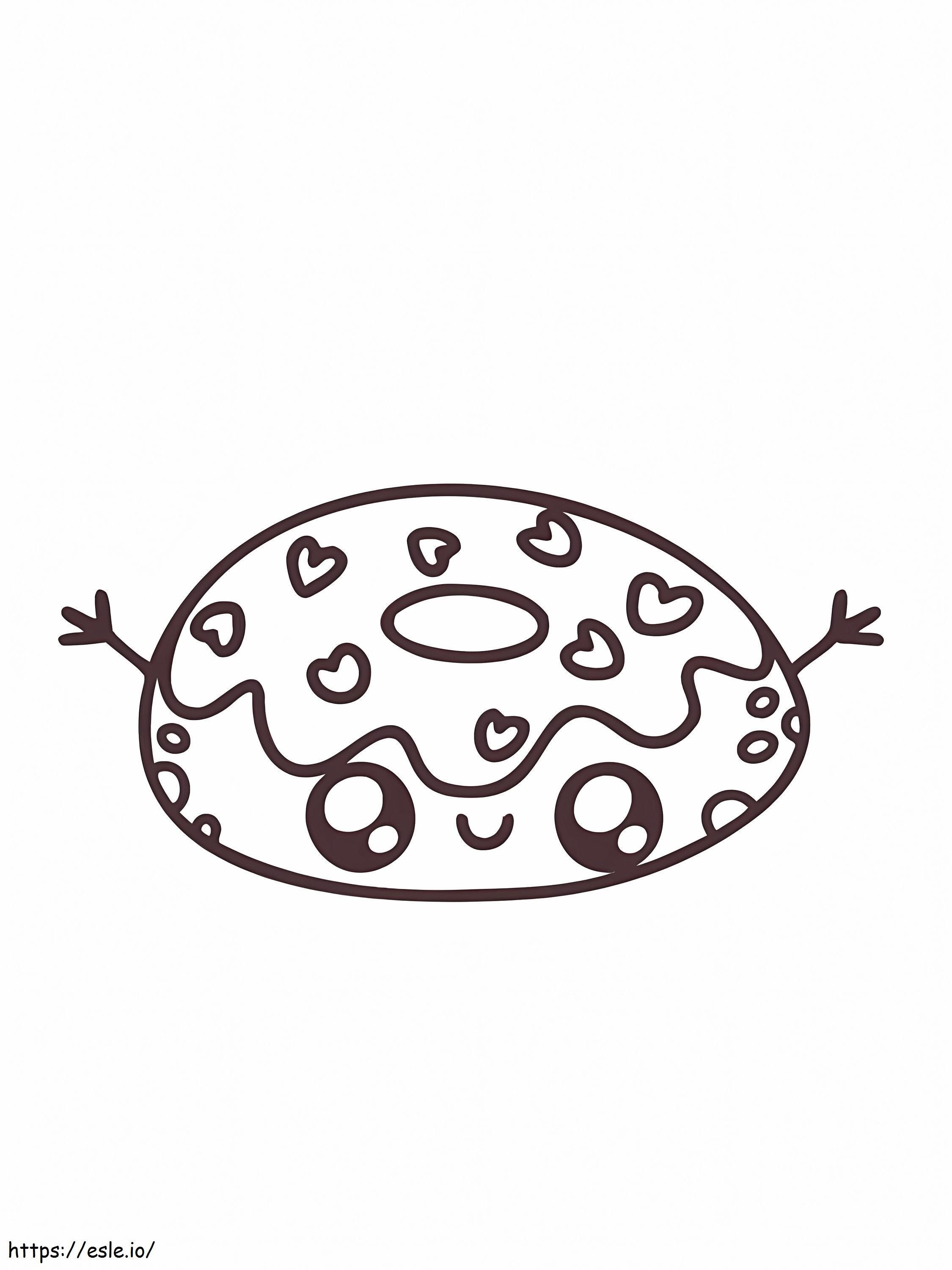 Ein Kawaii-Donut ausmalbilder