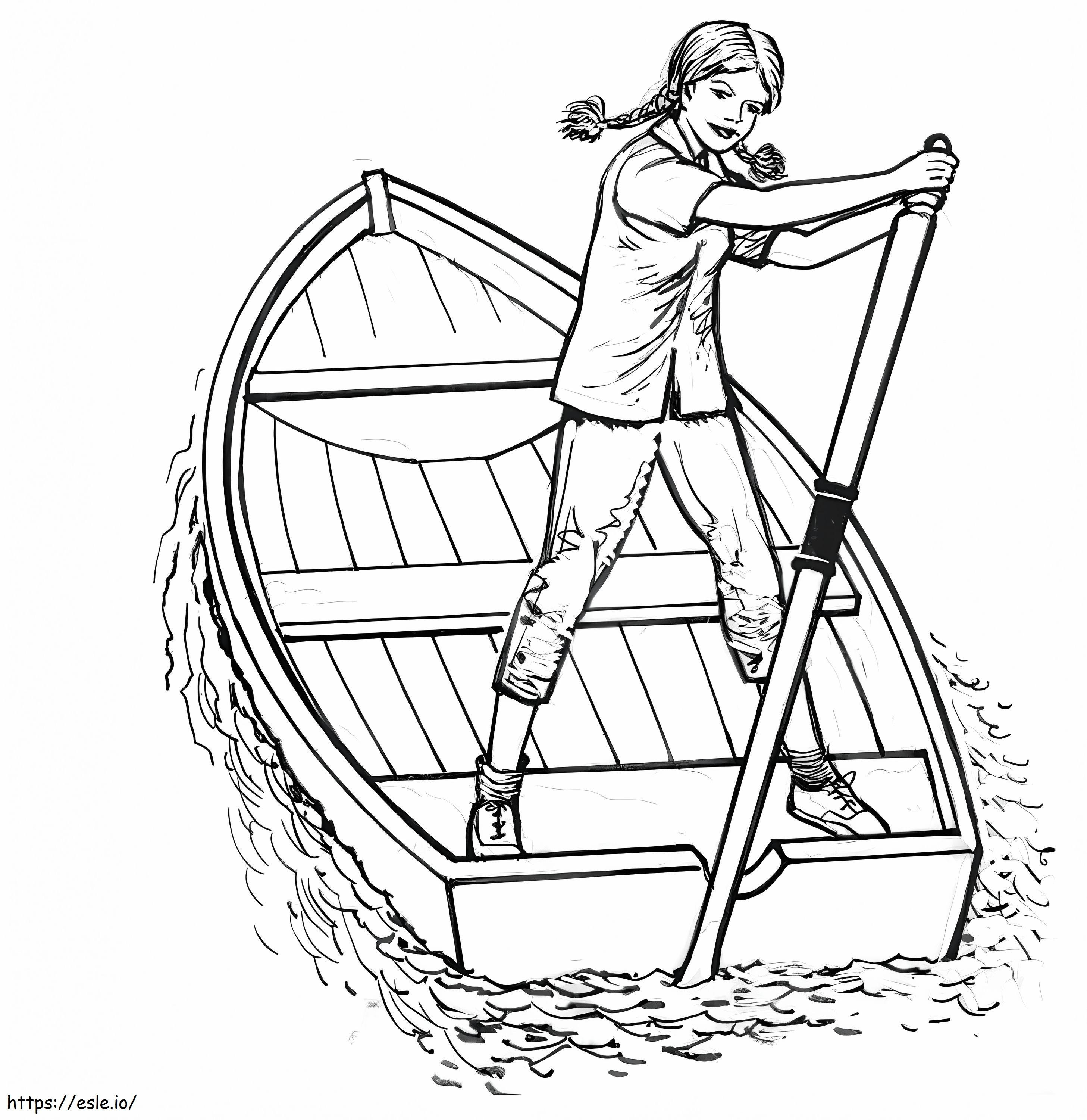 Dziewczęca łódź wiosłowa kolorowanka