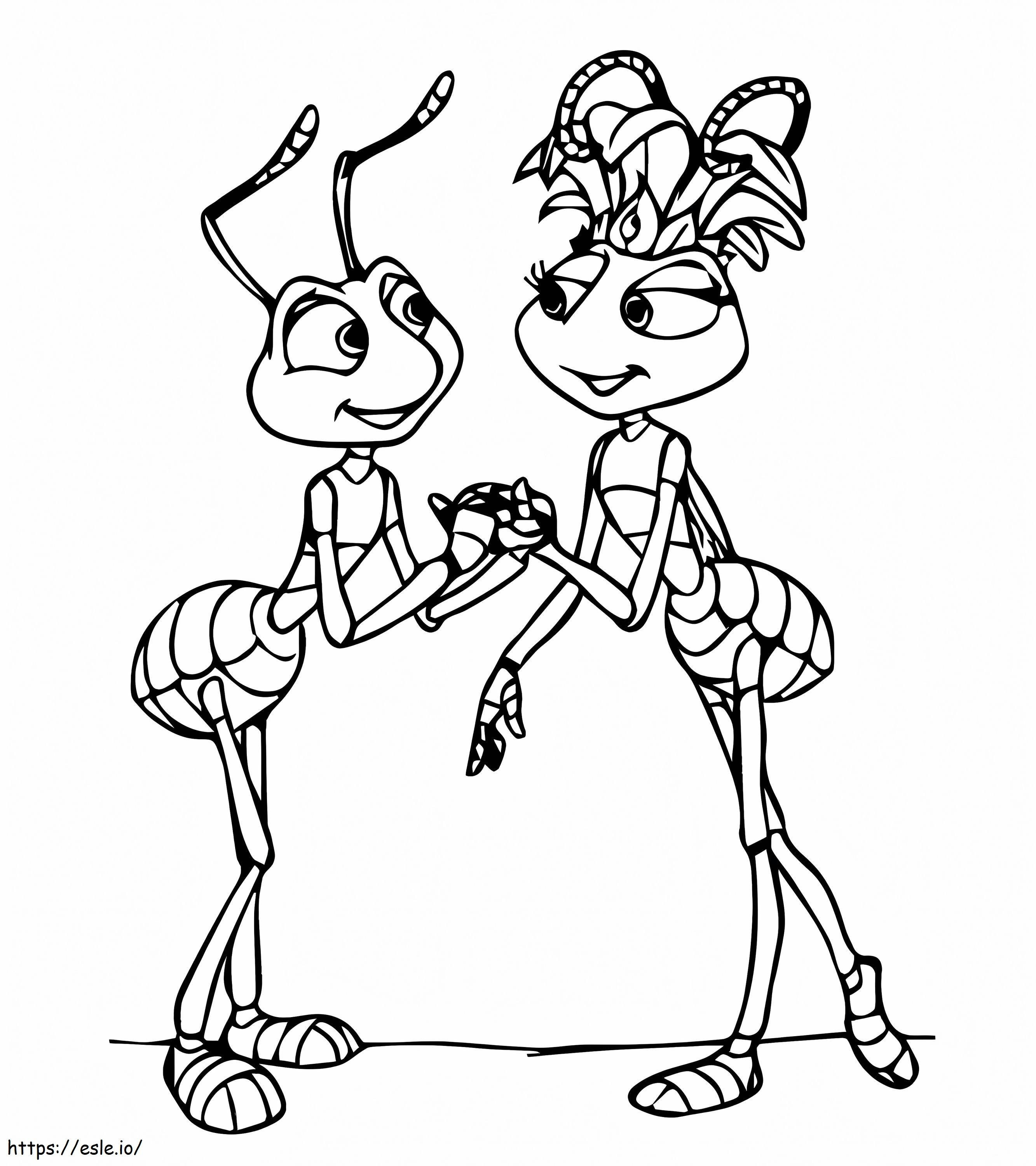 Coloriage Couple de fourmis à imprimer dessin