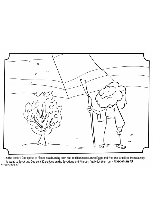 Burning Bush Free Printable coloring page