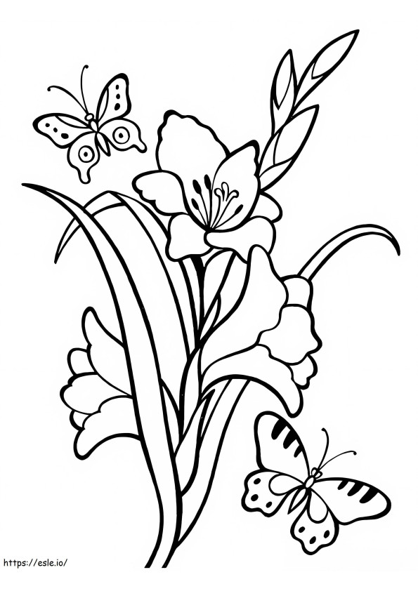 Coloriage Fleurs de glaïeul 3 à imprimer dessin
