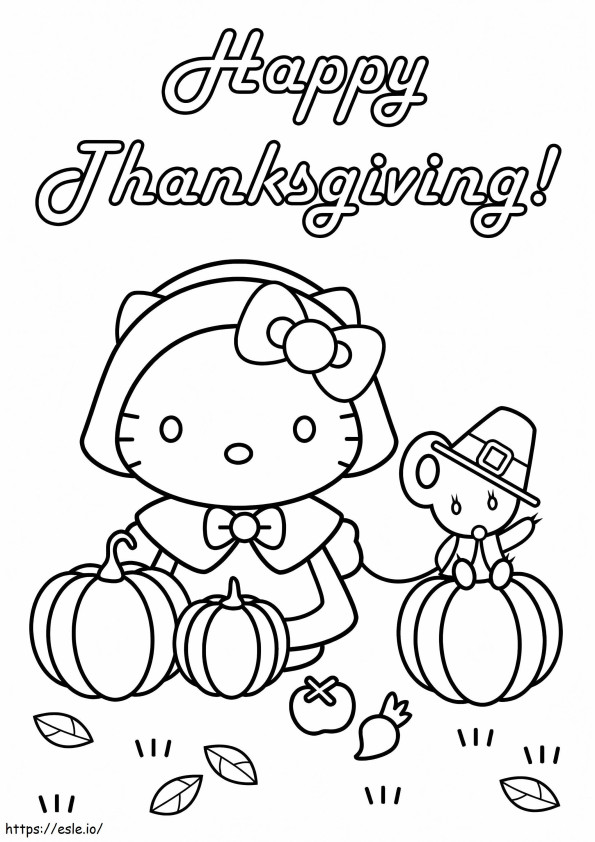 Thanksgiving Hello Kitty coloring page