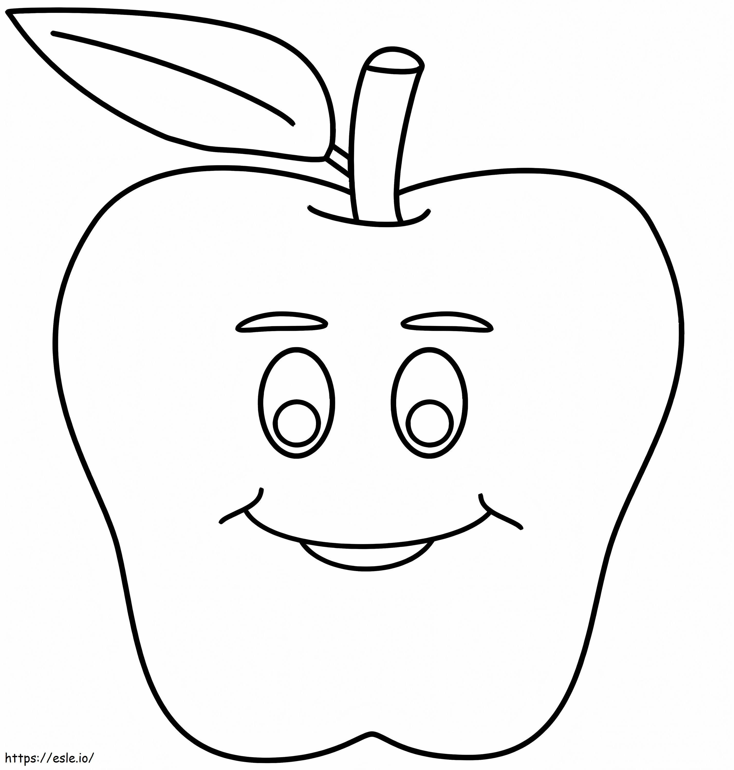 Cara sorridente de maçã para colorir