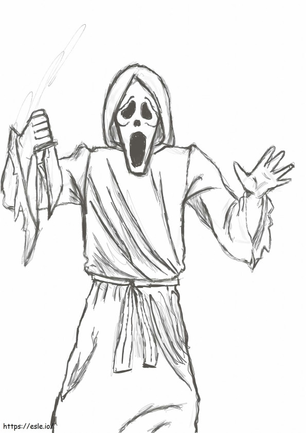 Ghost Holding Knife coloring page