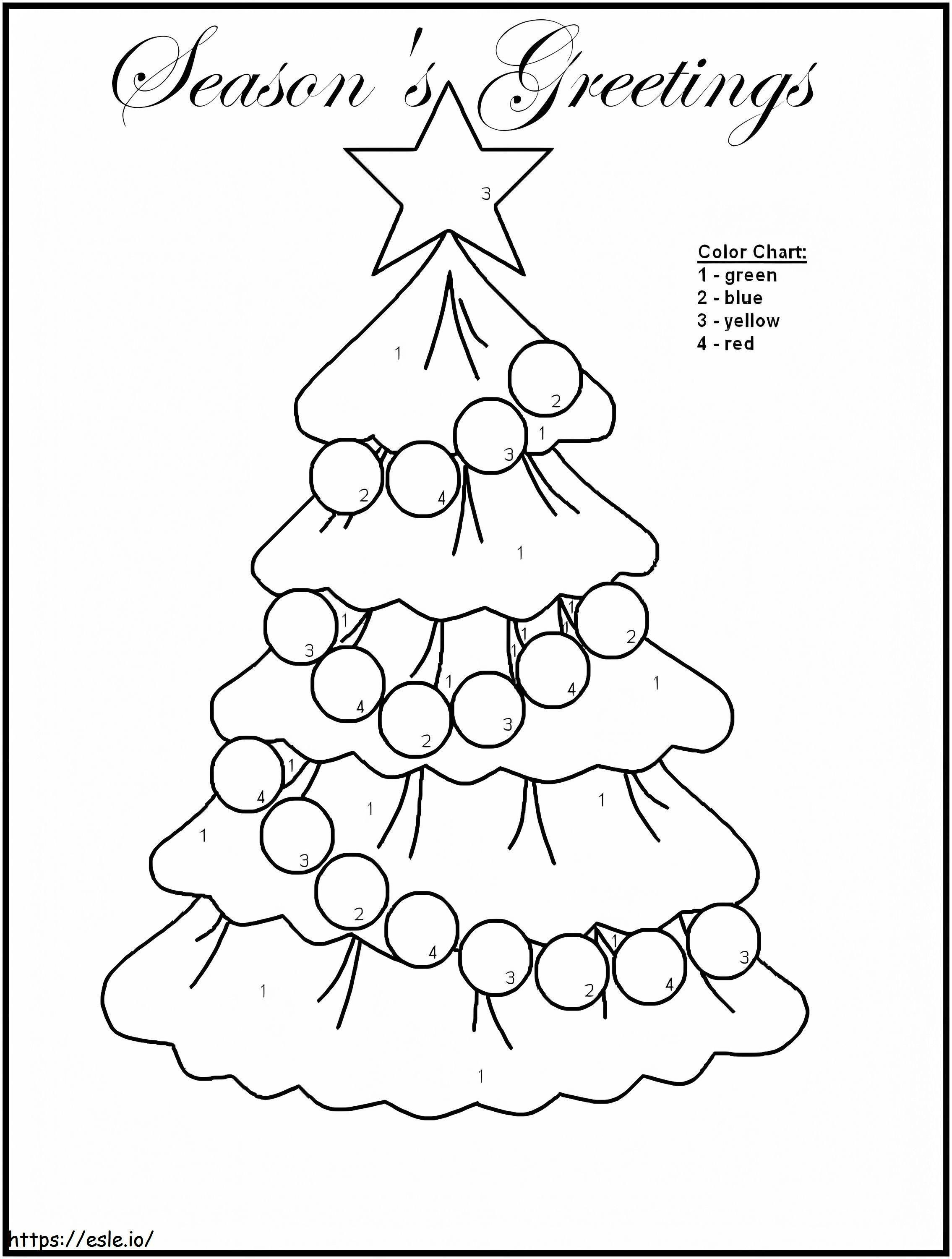 Pintar por números un bonito árbol de Navidad para colorear