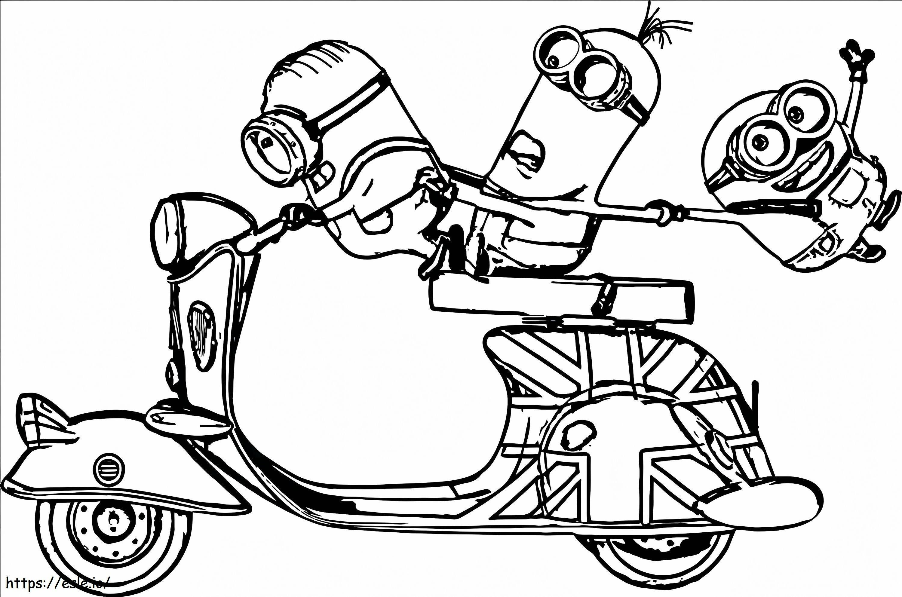 Coloriage 1531711412 Minions équitation moto A4 à imprimer dessin