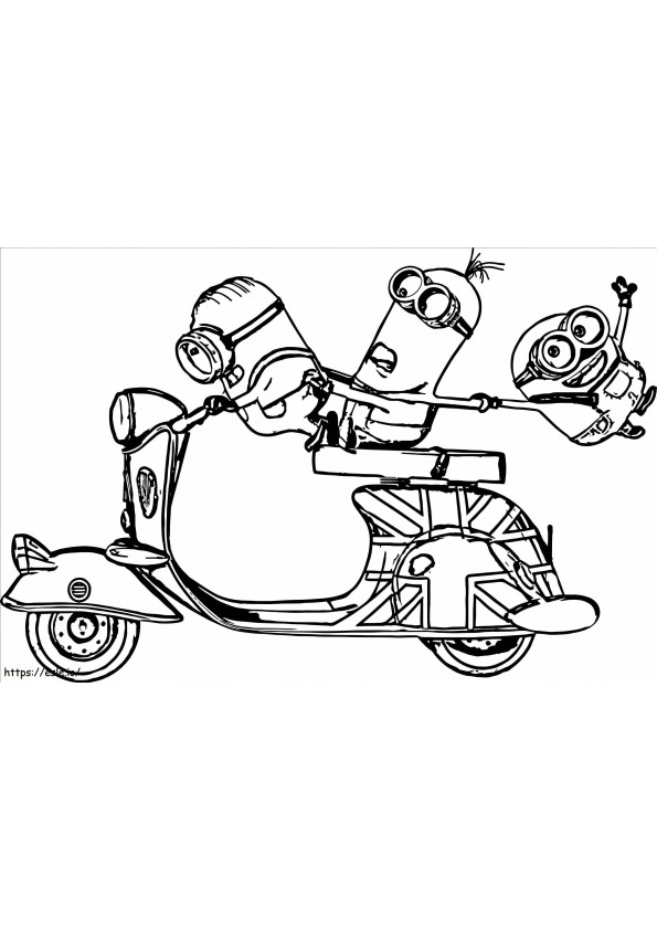 1531711412 Minions Riding Motobike A4 coloring page