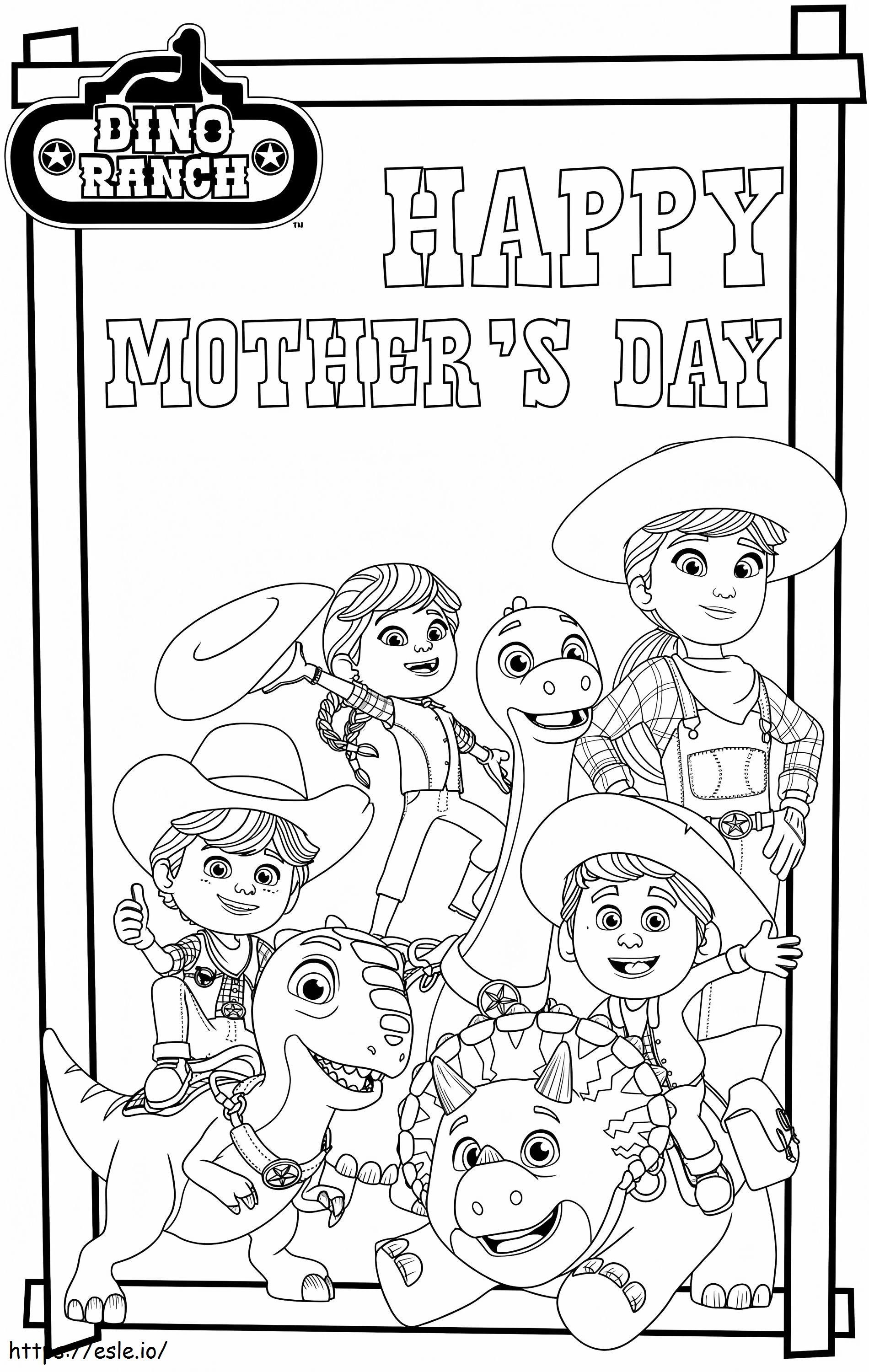 Happy Mothers Day Dino Ranch coloring page