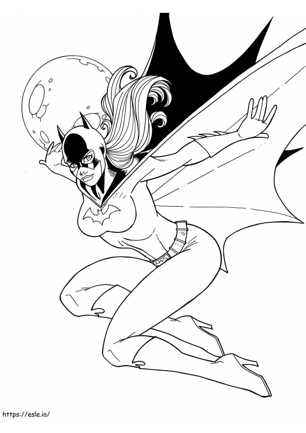 Batgirl voando para colorir