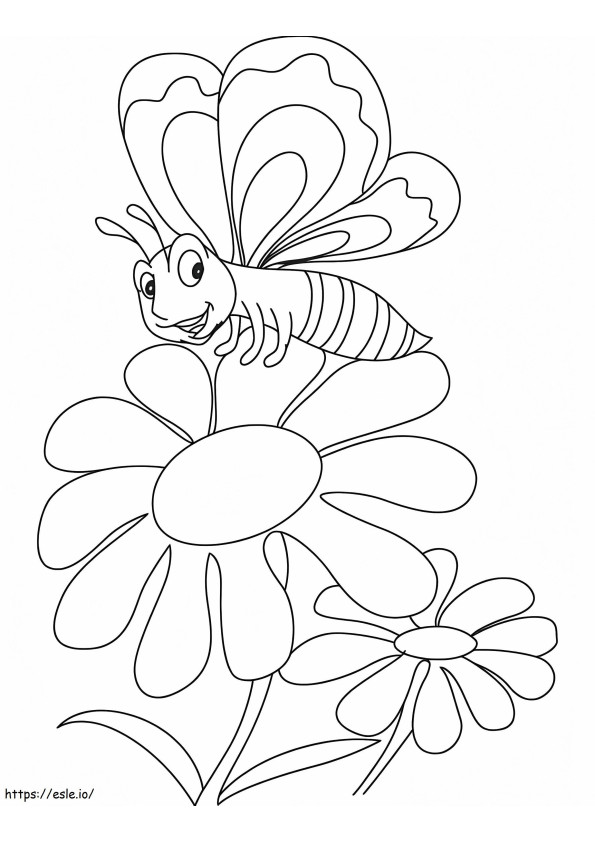 Butterfly With Daisy coloring page