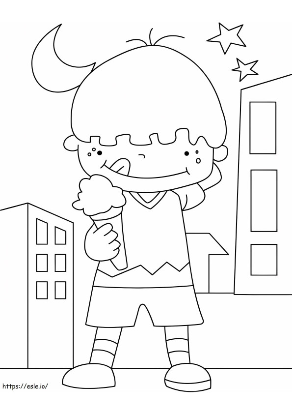 A Boy With Ice Cream coloring page