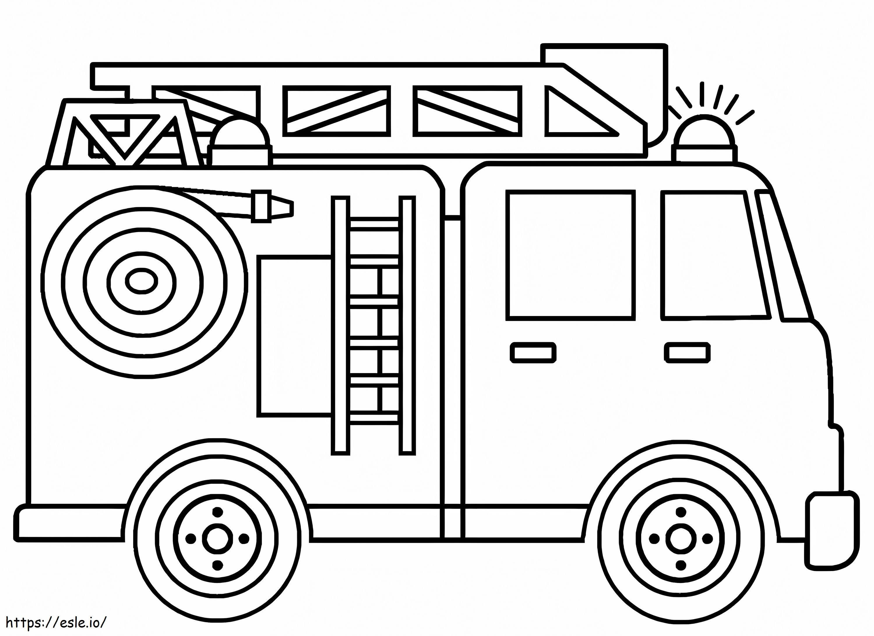 Caminhão de bombeiros simples 5 para colorir
