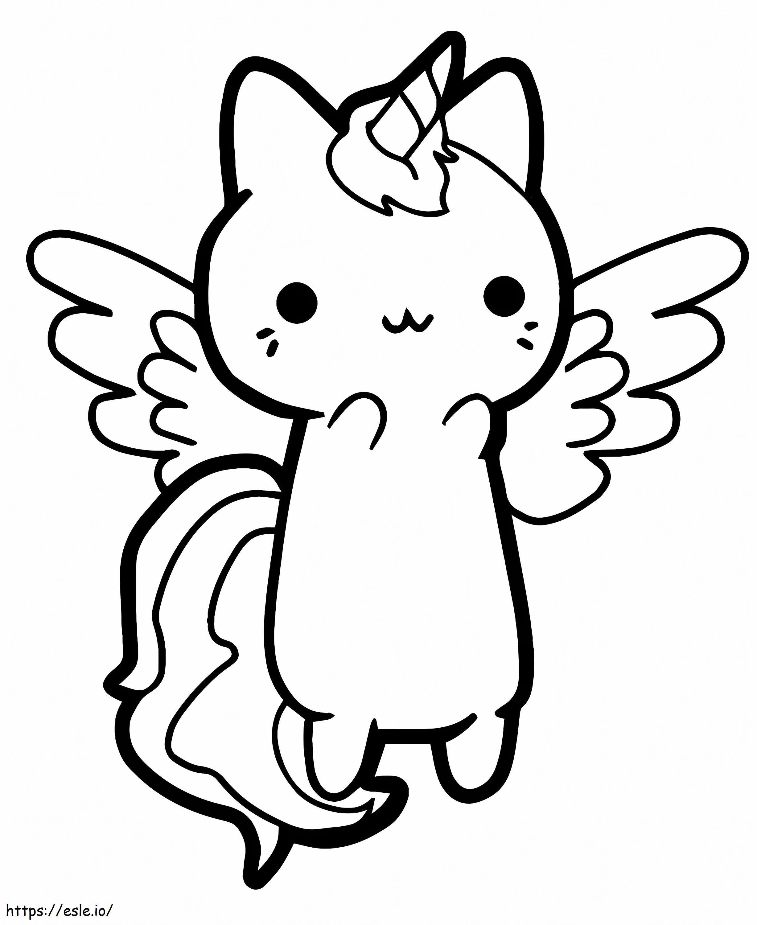 Gato Unicórnio Kawaii para colorir