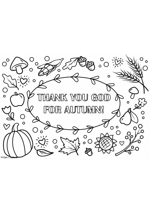 Coloriage Merci à Dieu pour l'automne à imprimer dessin