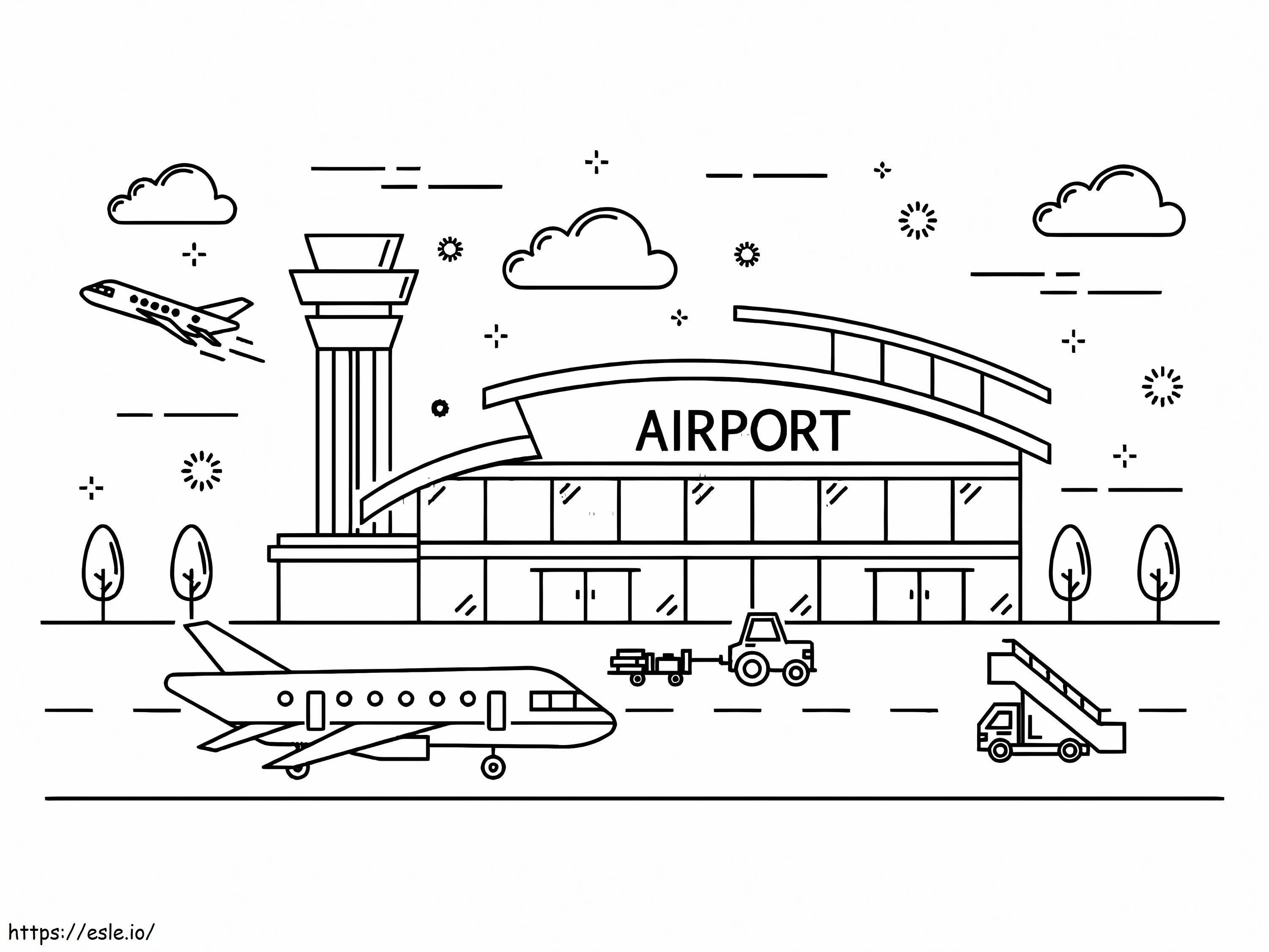 Aeroporto fácil para colorir