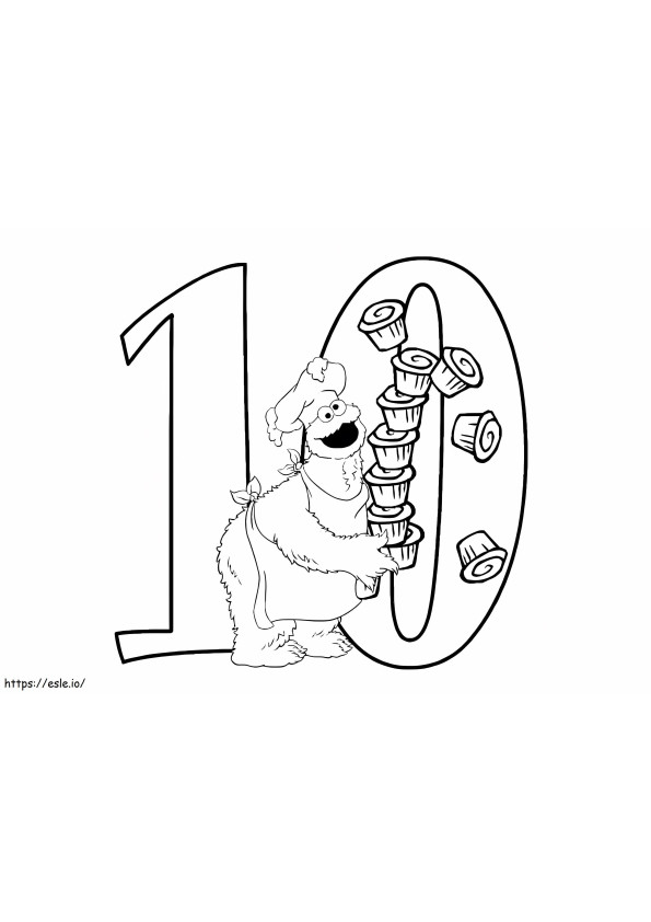 Coloriage Numéro 10 pour enfant à imprimer dessin