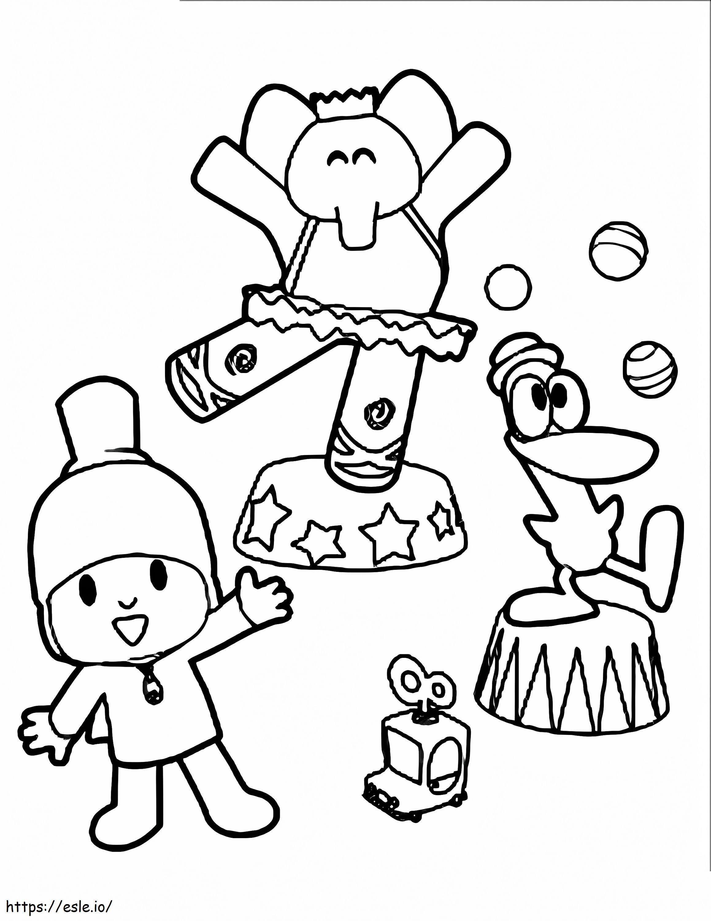 Spettacolo circense di Pocoyo e i suoi amici da colorare