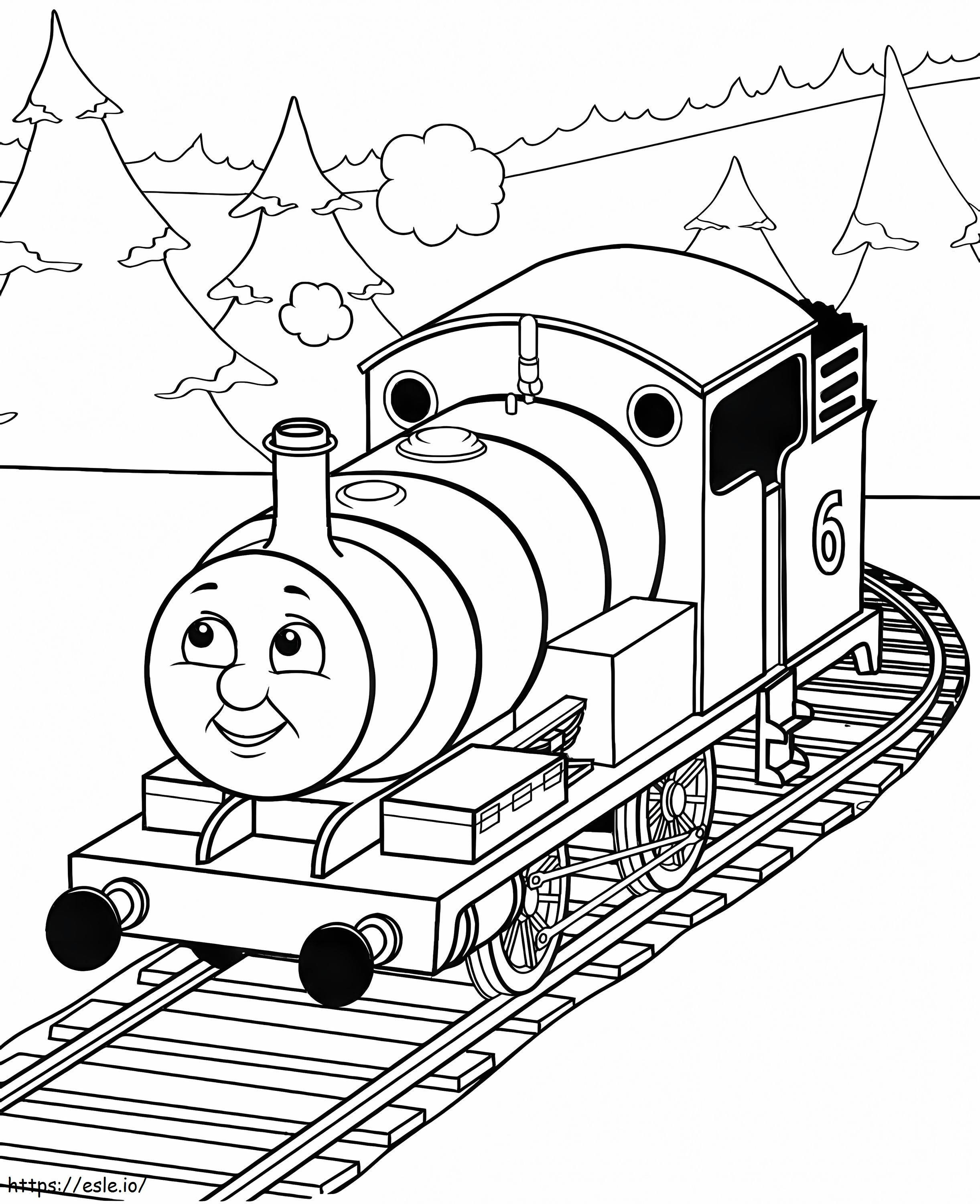 Thomas, o trem e a árvore para colorir