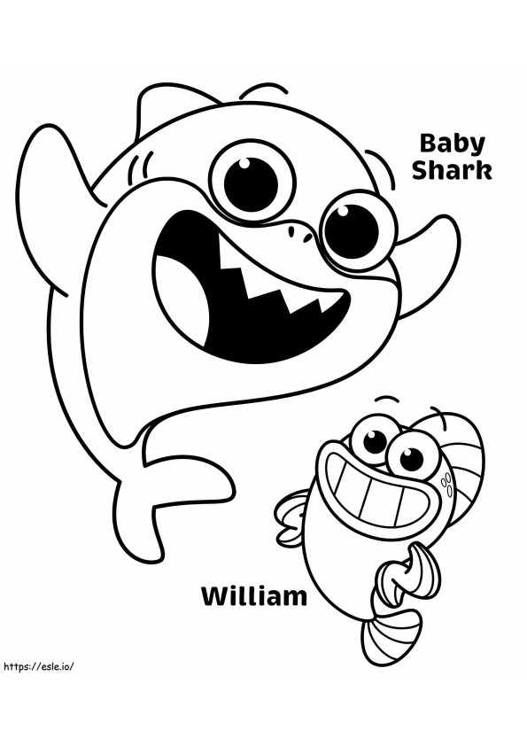 Baby Shark ja William värityskuva
