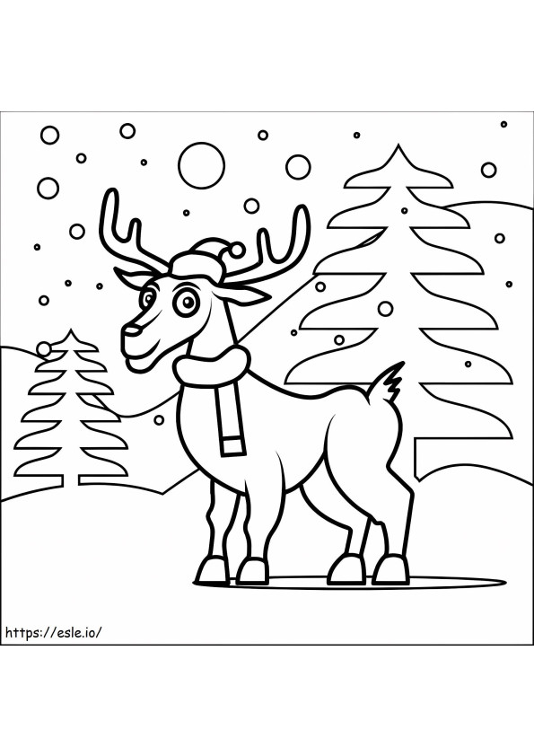 Reindeer In Winter coloring page
