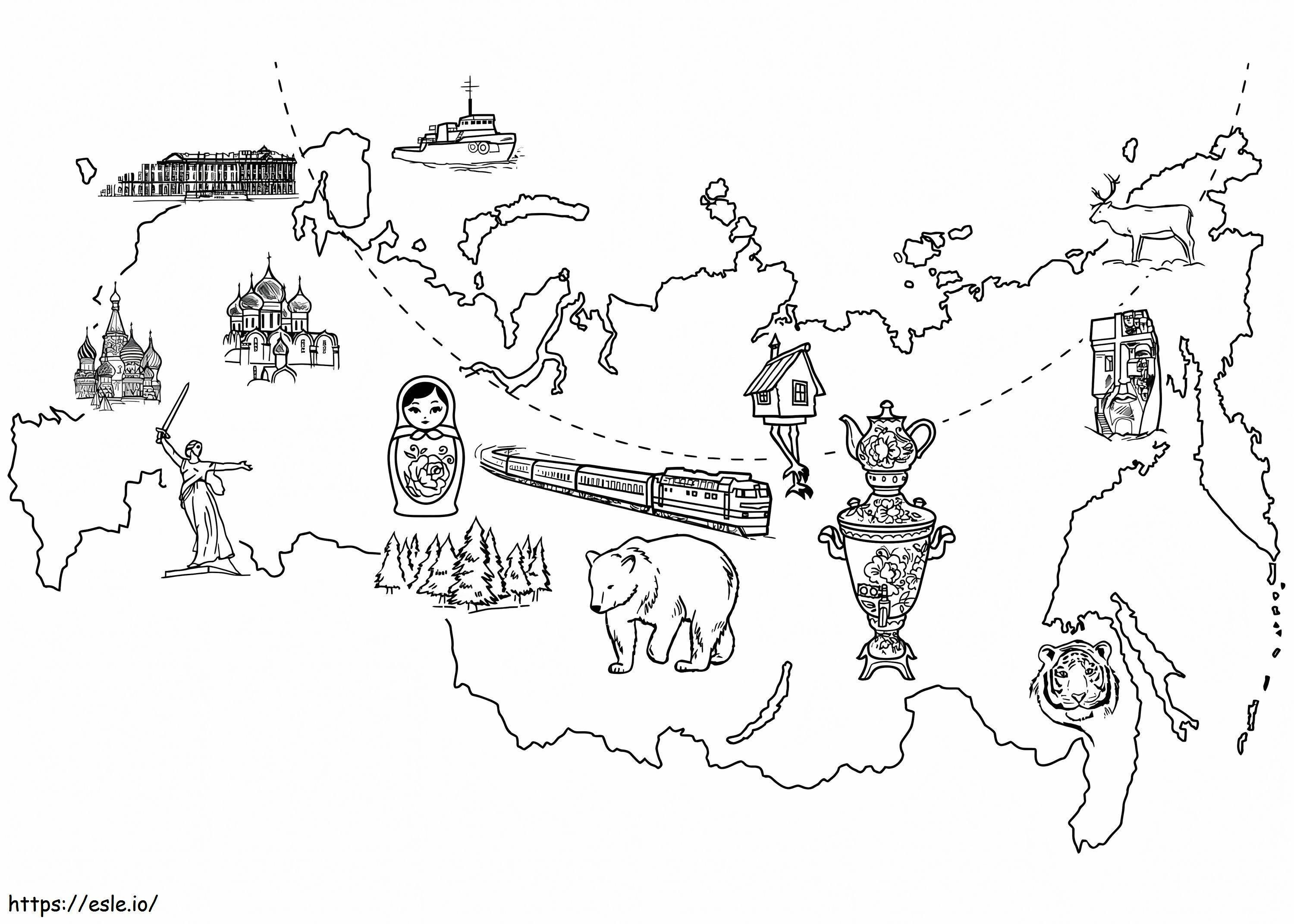 Coloriage Carte De La Russie 2 à imprimer dessin