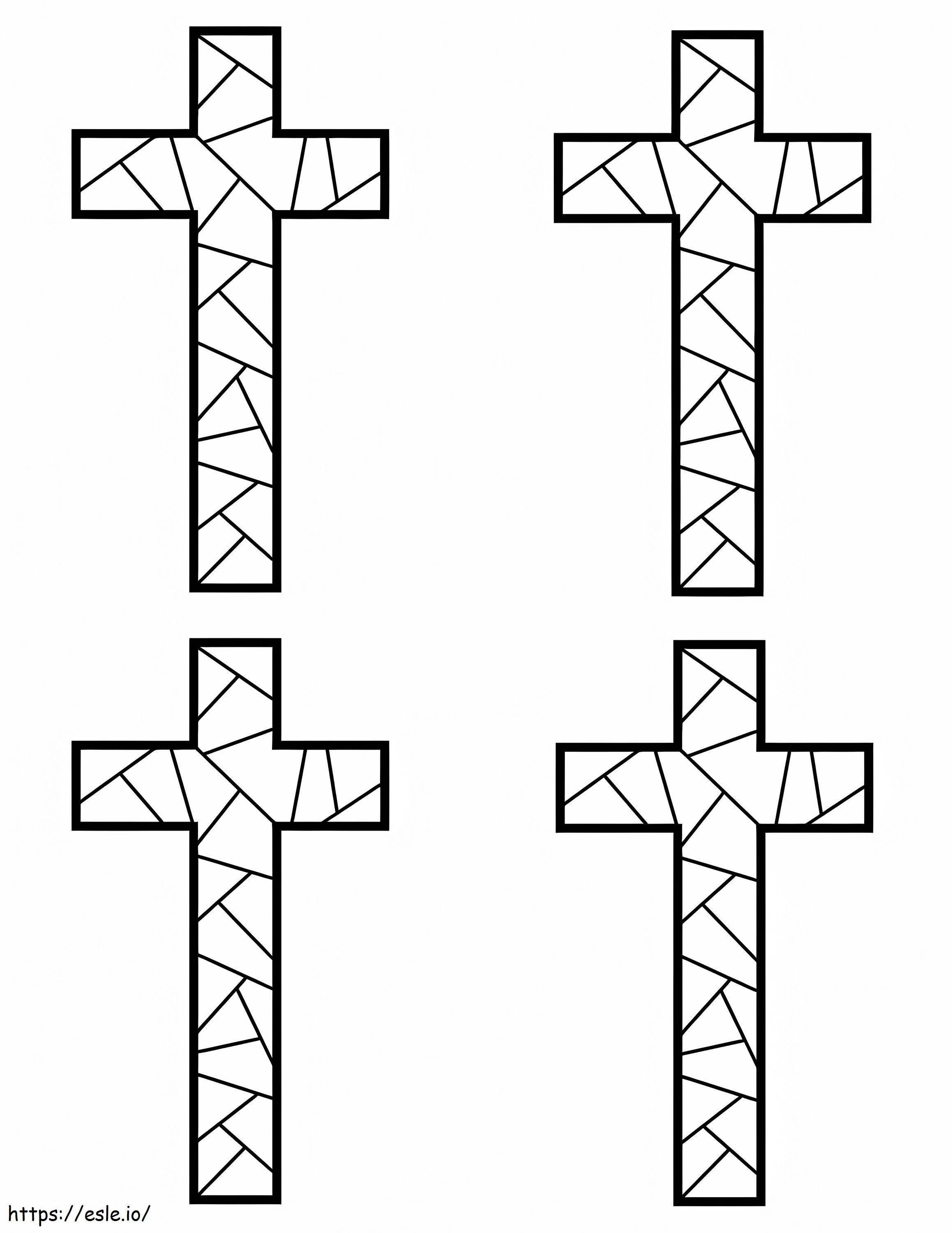 Coloriage Quatre croix à imprimer dessin