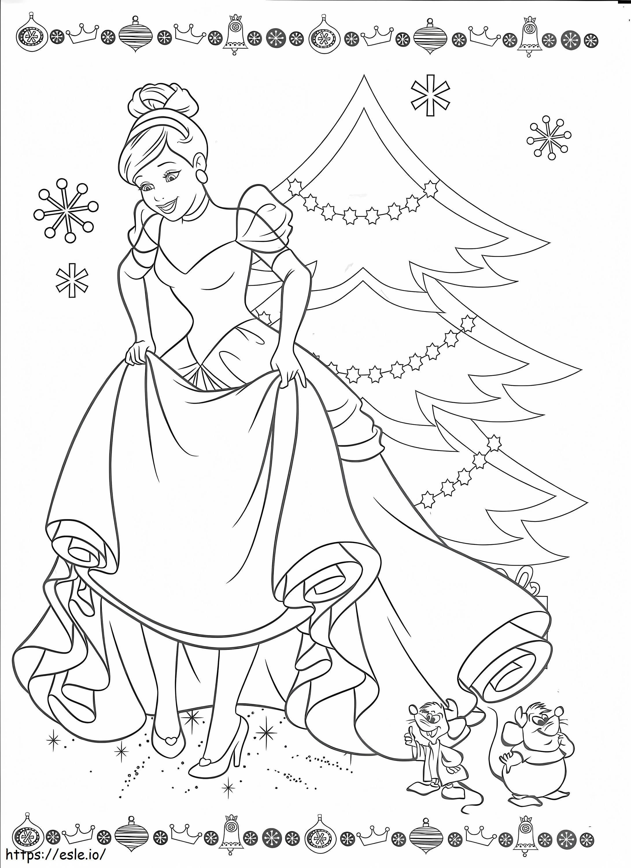 Cinderella Pada Natal 1 Gambar Mewarnai