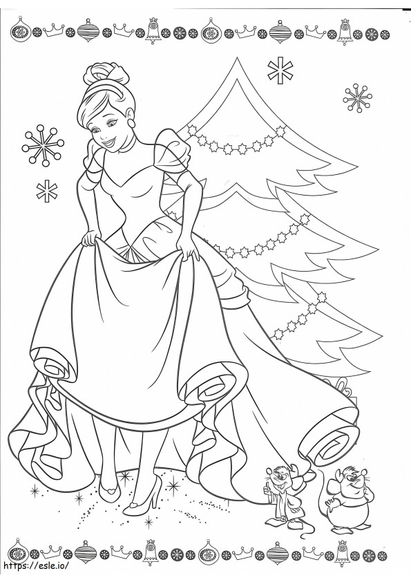 Cinderella Jouluna 1 värityskuva
