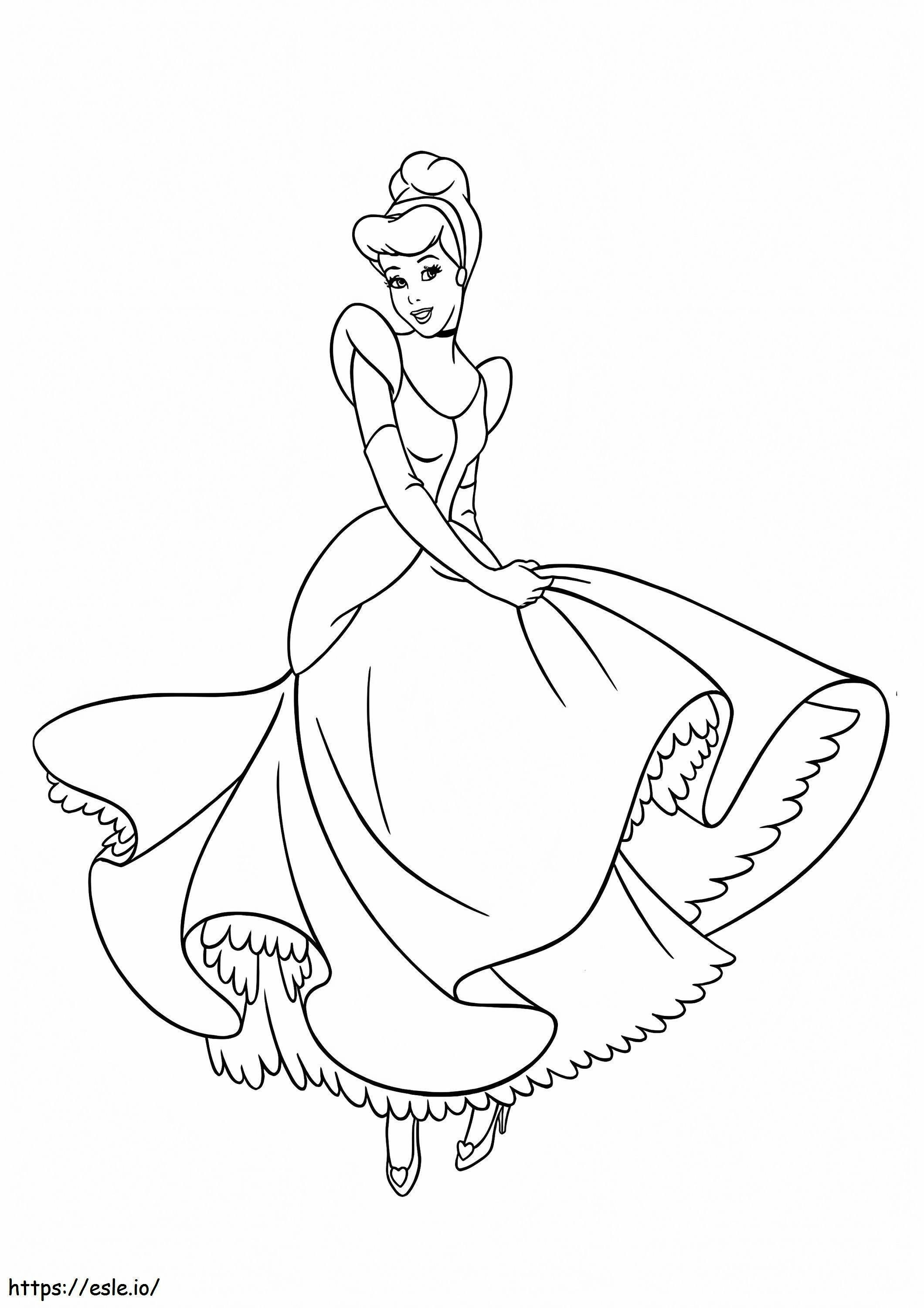 1528340029 A Cinderela com seu vestido A4 para colorir