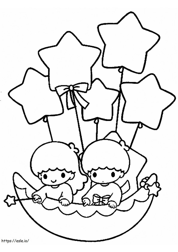 Coloriage Petites étoiles jumelles 3 à imprimer dessin