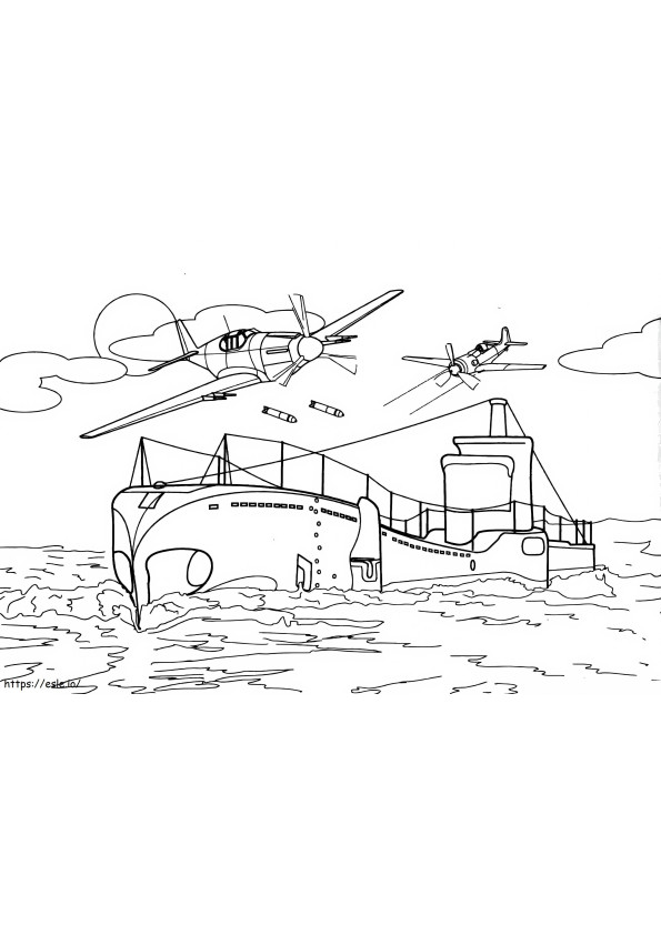 Submarino e dois helicópteros para colorir