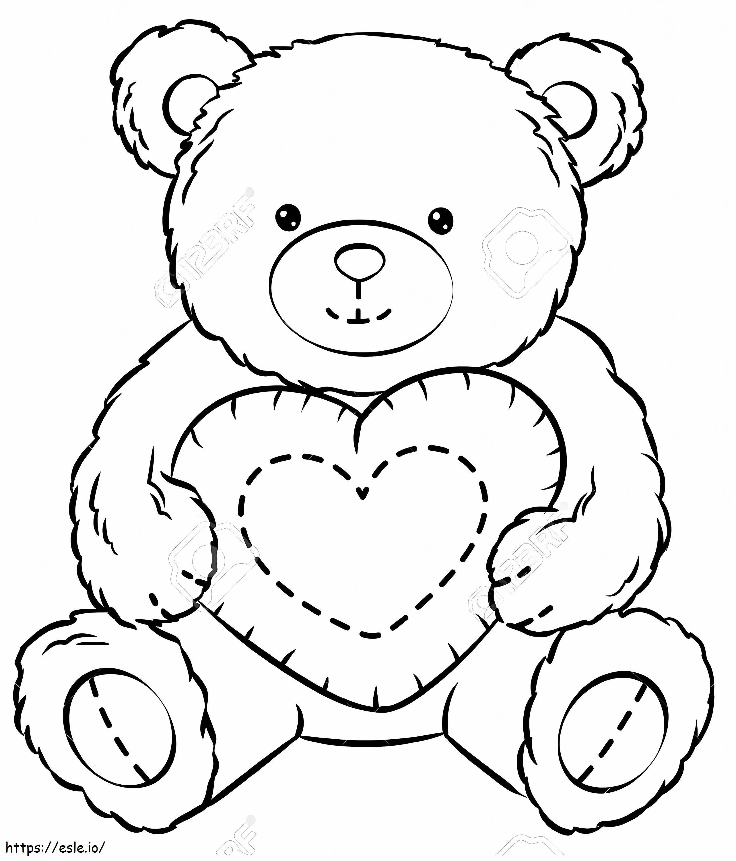 Boneka Beruang Dengan Hati Gambar Mewarnai