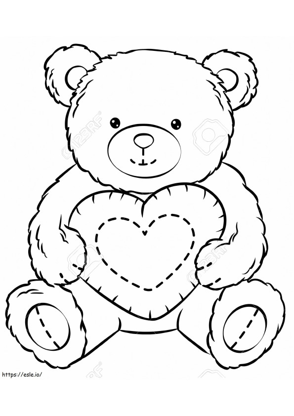 Teddybeer Met Hart kleurplaat