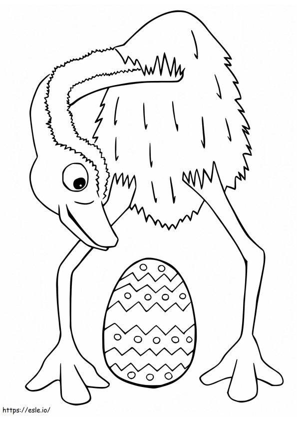 Emú y huevo de Pascua para colorear