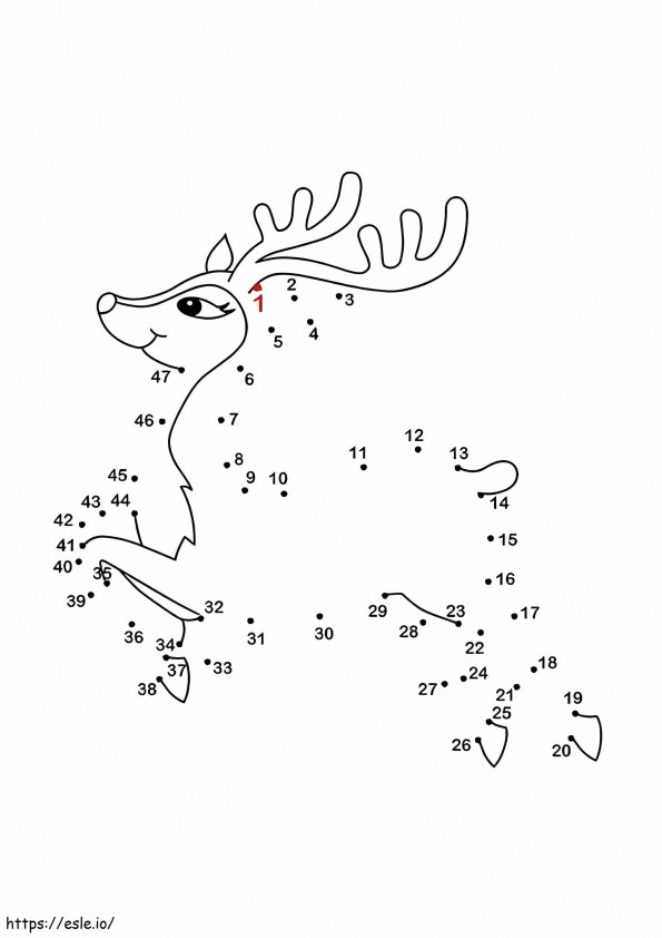 Lovely Reindeer Dot To Dots coloring page