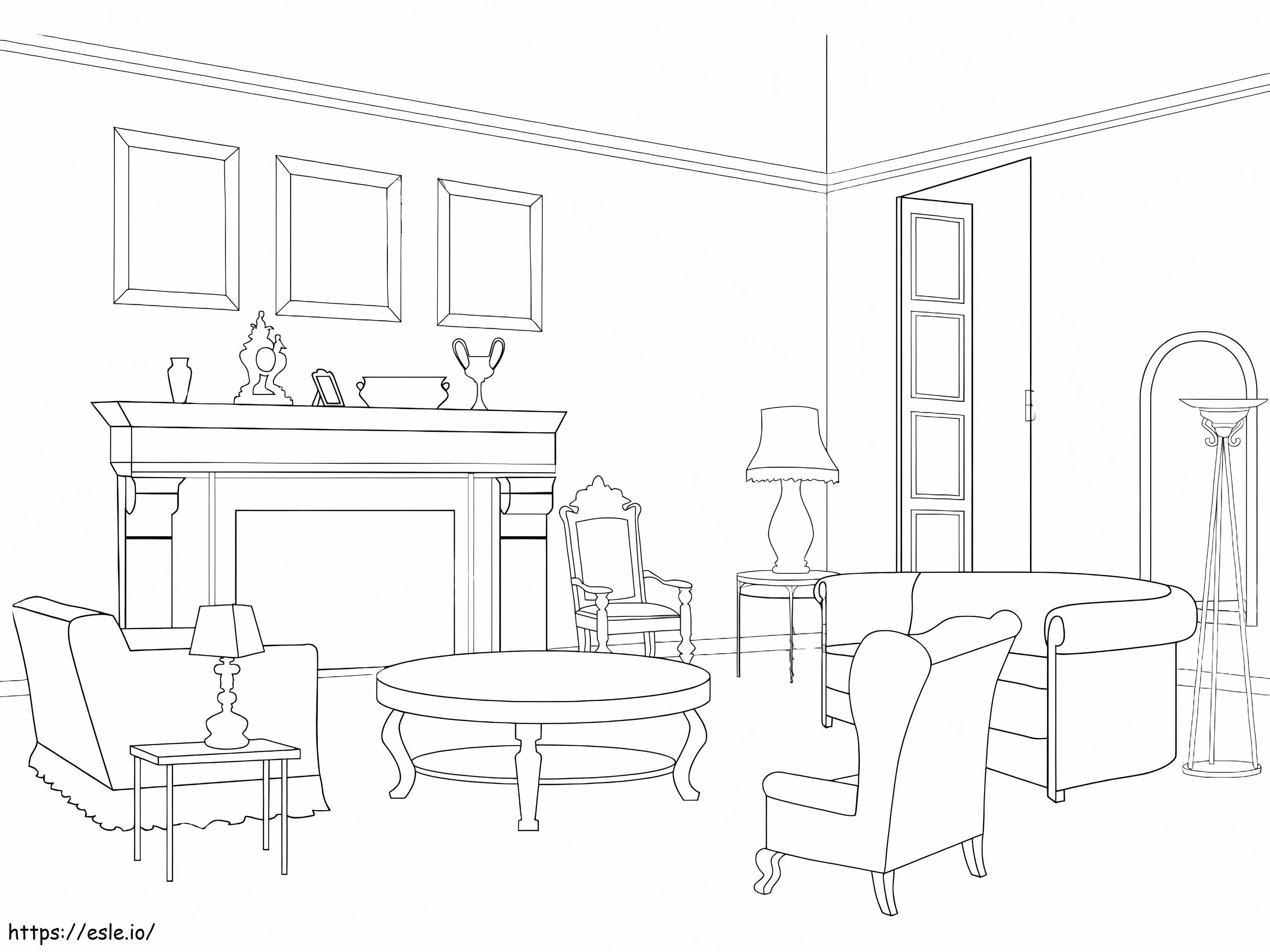 Livingroom Fireplace coloring page