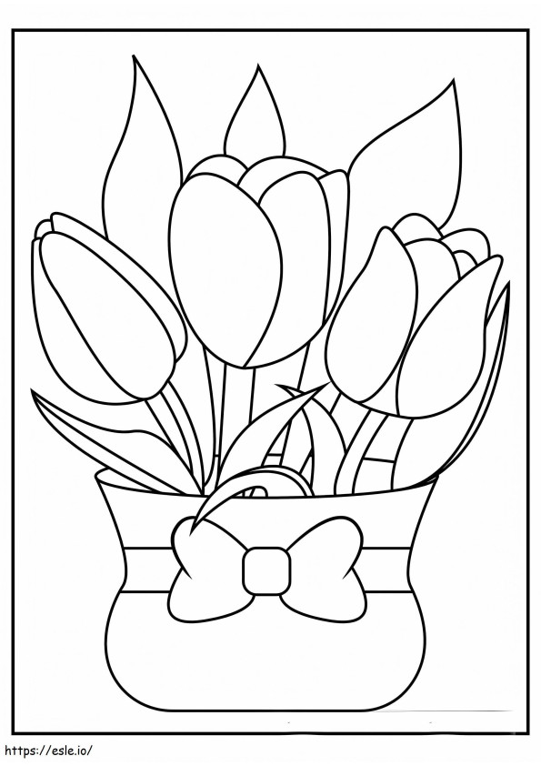 Tulipanes en la cesta para colorear